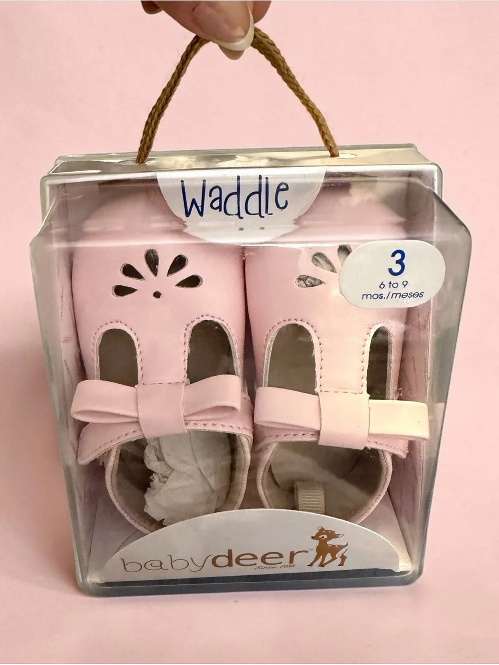 Baby Deer Pink Bow Baby Girl Shoes Waddle Collection